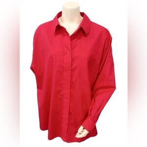 Foxcroft Wrinkle Free Red Button Front Shirt Size 22W